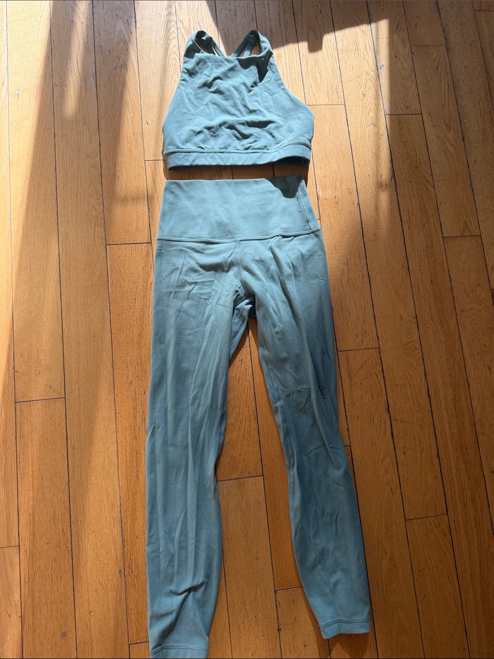 lululemon athletica Sage Green High-Rise Leggings & Cropped Sports Bra Set